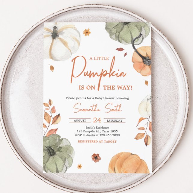 Fall Pumpkin Baby Shower Inbjudningar (Autumn Pumpkin Baby Shower Invitation)