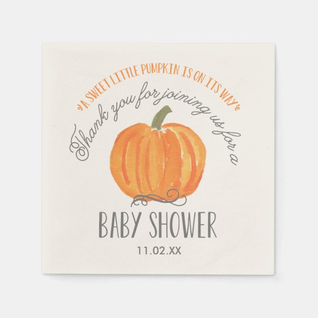 Fall Pumpkin | Baby Shower Napkin Pappersservett (Framsidan)