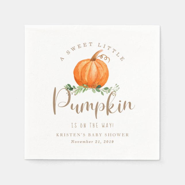 Fall Pumpkin Baby Shower Napkin Pappersservett (Framsidan)