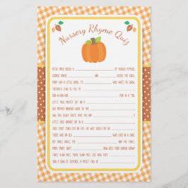 Fall Pumpkin Baby Shower Nursery Rhyme Quiz-spel Flygblad