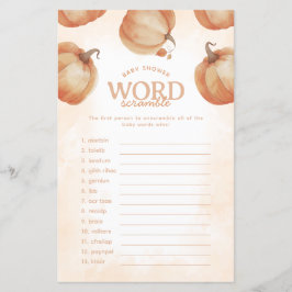 Fall Pumpkin Baby Shower Ord Scramble Game