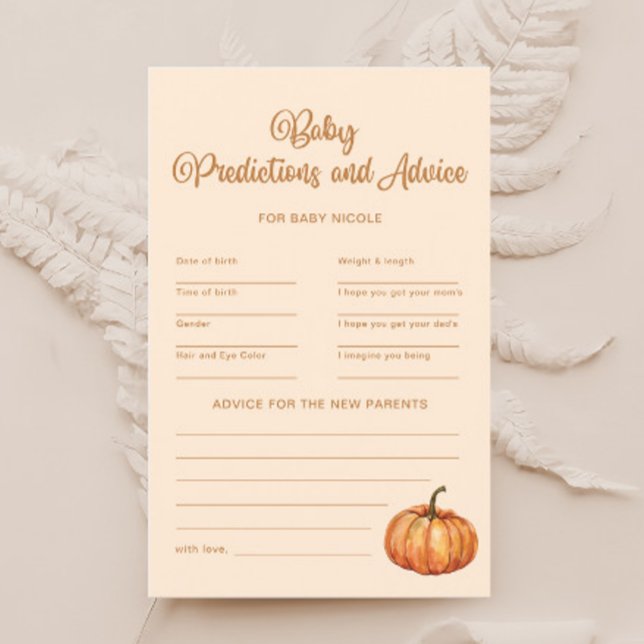 Fall Pumpkin Baby Shower Predictions-råd spel (Skapare uppladdad)