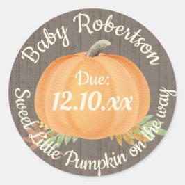 Fall Pumpkin Baby Shower Rustic Runt Klistermärke