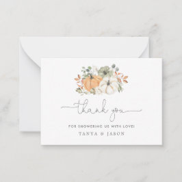 Fall Pumpkin Baby Shower Tack Anteckningskort