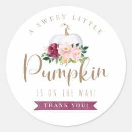 Fall Pumpkin Baby Shower-Tack-etikett Runt Klistermärke