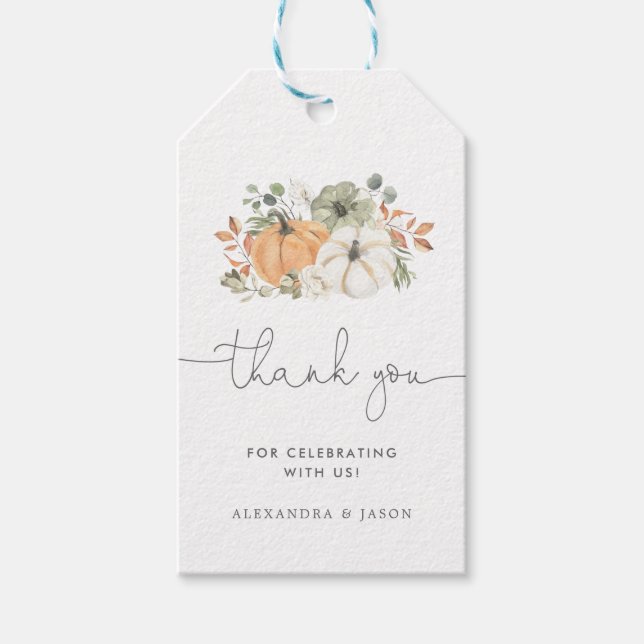 Fall Pumpkin Baby Shower Tack Presentetikett (Framsidan)