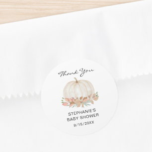 Fall Pumpkin Baby Shower Tack Runt Klistermärke