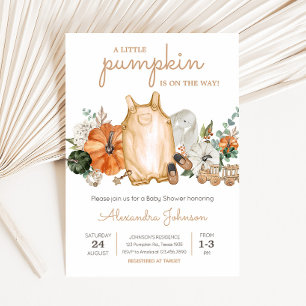 Fall Pumpkin Barnkläders Baby Shower Inbjudningar