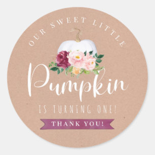 Fall Pumpkin Birthday Favor Sticker Anpassningsbar Runt Klistermärke