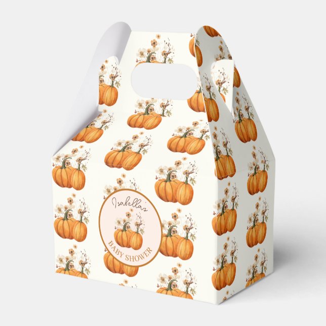 Fall Pumpkin Blommigt Baby Shower-Anpassningsbar Presentaskar (Framsidan Sidan)
