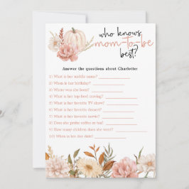 Fall Pumpkin Blommigt Baby Shower Game Card Inbjudningar