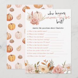 Fall Pumpkin Blommigt Baby Shower Game Card Tack Kort