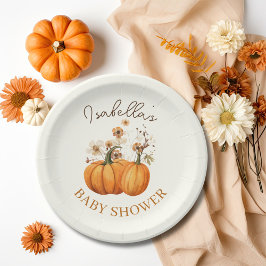 Fall Pumpkin Blommigt Baby Shower Papper Cocktail