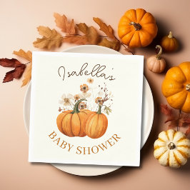 Fall Pumpkin Blommigt Baby Shower Papper Cocktail Pappersservett