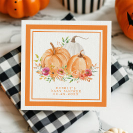Fall Pumpkin Blommigt Baby Shower Pappersservett