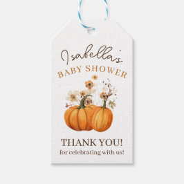 Fall Pumpkin Blommigt Baby Shower Tack Presentetikett