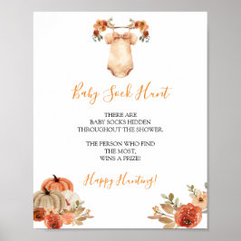 Fall Pumpkin Blommigt Barnkläder Baby Sock Hunt Poster