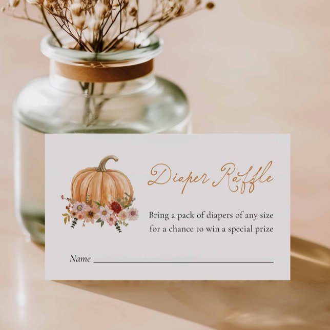 Fall Pumpkin Blommigt Diaper Raffle Biljett Tilläggskort (Fall Pumpkin Floral Diaper Raffle Ticket)