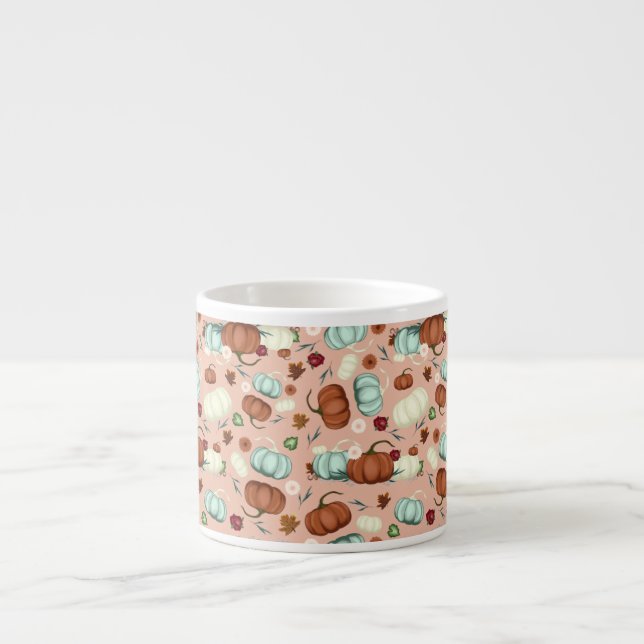 Fall Pumpkin-Blommigt Espressomugg (Framsidan)