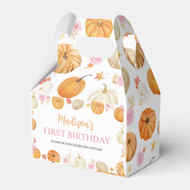 Fall Pumpkin Blommigt Girl Birthday Presentaskar (Framsidan Sidan)