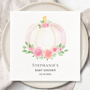 Fall Pumpkin Blommigt Girl's Baby Shower Pappersservett