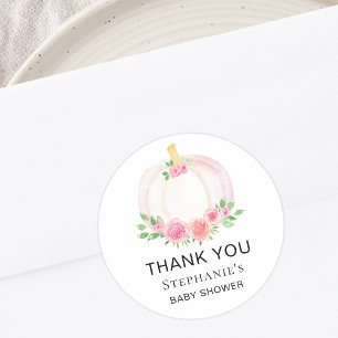 Fall Pumpkin Blommigt Girl's Baby Shower Tack Runt Klistermärke