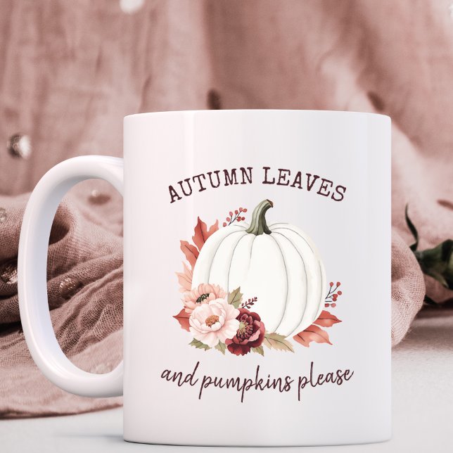 Fall Pumpkin Blommigt Watercolor Kaffemugg (Skapare uppladdad)