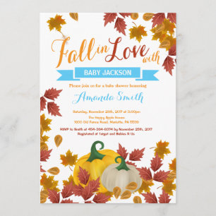 Fall Pumpkin Blue Boy Shower-inbjudan Inbjudningar