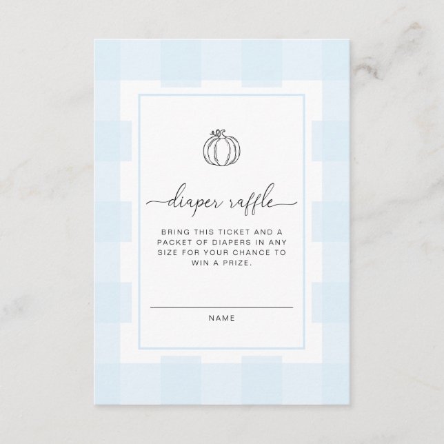 Fall Pumpkin Blue Gingham Diaper Raffle Biljett Tilläggskort (Framsida)