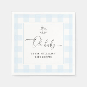 Fall Pumpkin Blue Gingham Oh Baby Pappersservett