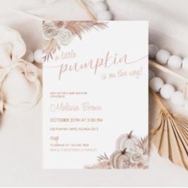 Fall Pumpkin Boho Pampas Baby Shower Inbjudningar