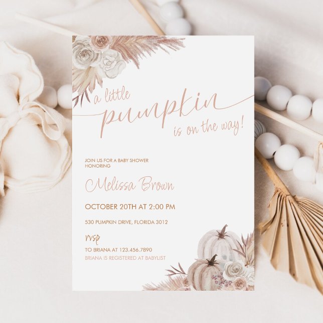 Fall Pumpkin Boho Pampas Baby Shower Inbjudningar (Skapare uppladdad)