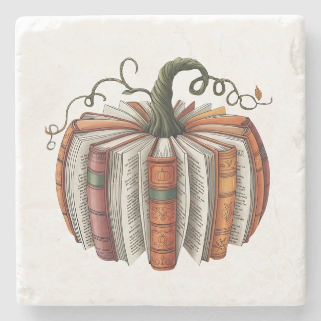 Fall Pumpkin Bok Älskare Booktok Halloween Stenunderlägg (Framsidan)