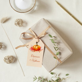 Fall Pumpkin Botanical Bröllop Presentetikett