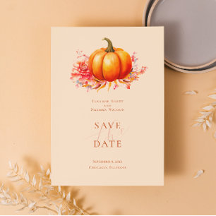 Fall Pumpkin Botanical Bröllop spara datum Inbjudningar