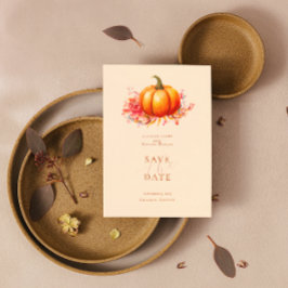 Fall Pumpkin Botanical Bröllop spara datum Inbjudningar
