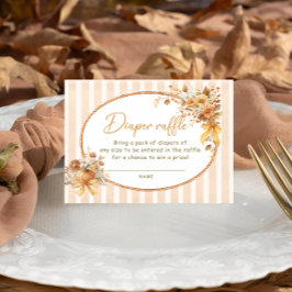 Fall Pumpkin Bow Baby Shower Diaper Raffle Biljett Tilläggskort