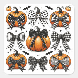 Fall Pumpkin Bow Fyrkantigt Klistermärke