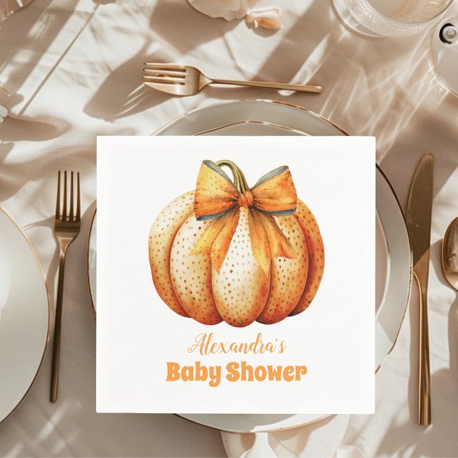 Fall Pumpkin Bow Girl Shower Pappersservett (Skapare uppladdad)