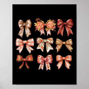 Fall Pumpkin Bow Höst löv Thanksgivi Poster