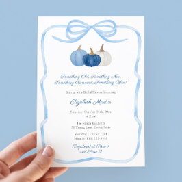 Fall Pumpkin Bow Något Blue Möhippa Inbjudningar