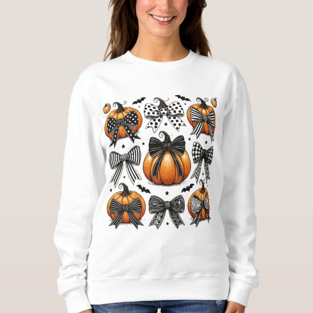 Fall Pumpkin Bow T Shirt (Framsida)