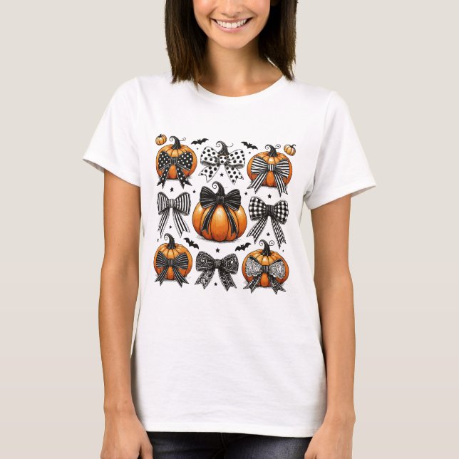 Fall Pumpkin Bow T Shirt (Framsida)