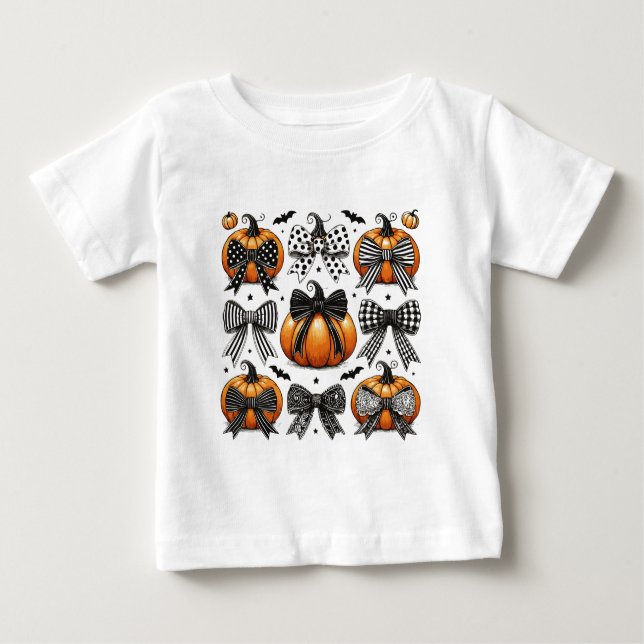 Fall Pumpkin Bow T Shirt (Framsida)