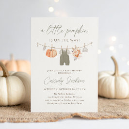 Fall Pumpkin Boy Barnkläders Baby Shower Inbjudningar