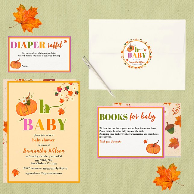 Fall Pumpkin Boy Shower-inbjudan Inbjudningar (Fall Pumpkin Baby Shower Collection. Easy to personalize.)