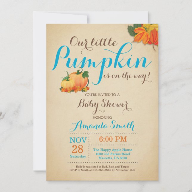 Fall Pumpkin Boy Shower-inbjudan Inbjudningar (Framsida)