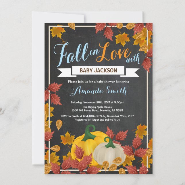 Fall Pumpkin Boy Shower-inbjudan till kretskort Inbjudningar (Framsida)