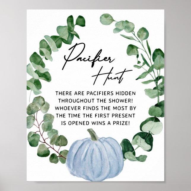 Fall Pumpkin Boy Shower Nappar Hunt Game Poster (Framsidan)