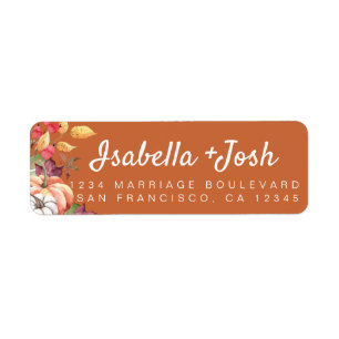 Fall Pumpkin Burnt Orange Bröllop Returadress Etikett